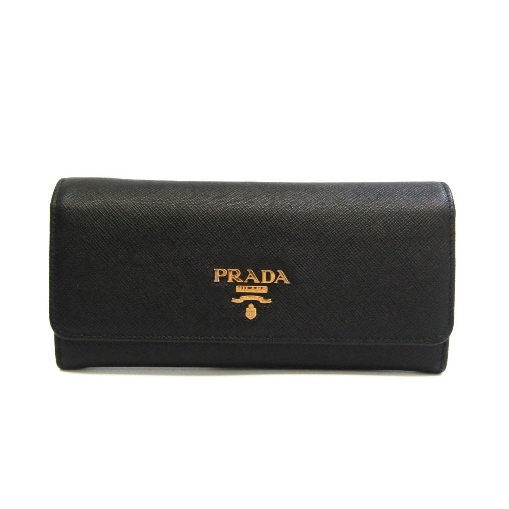 Prada Saffiano Multic 1mh132 Leather Wallet Black,Pink